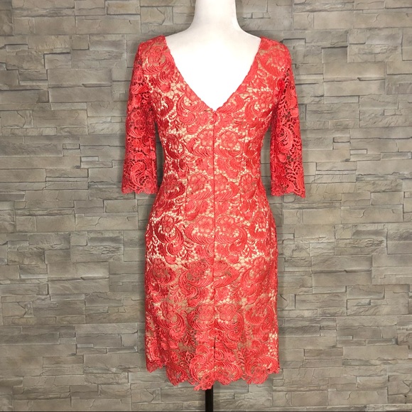 Eliza J. coral and gold lace dress - Picture 5 of 7